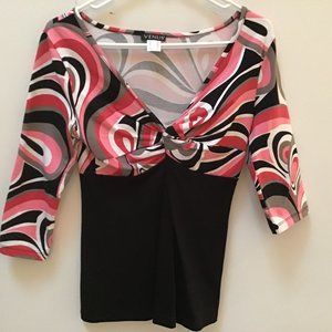 Woman's Top Black Pink Red Gray and White V neck